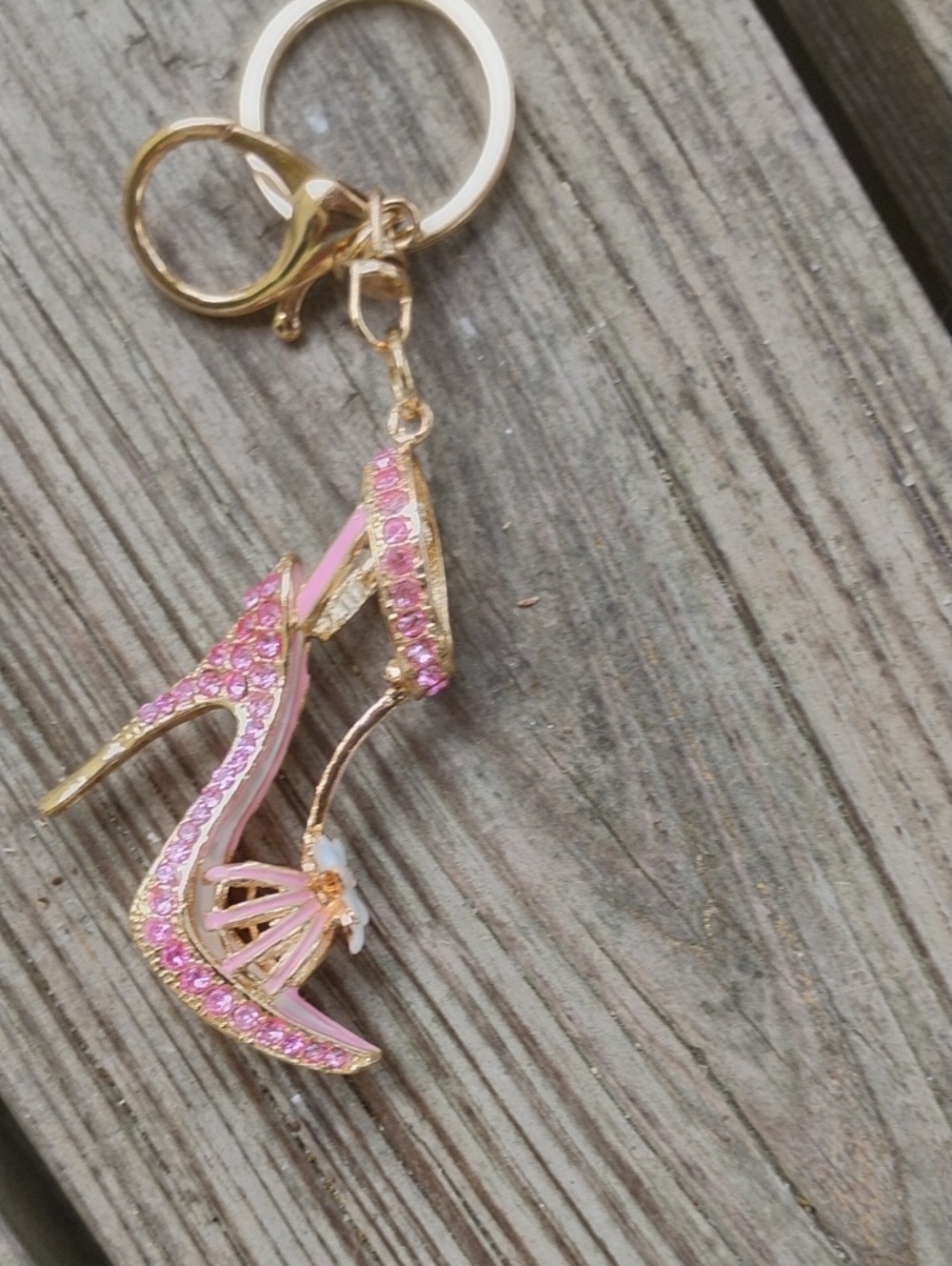 Pink rhinestone sexy Heel shoe bag charm keychain